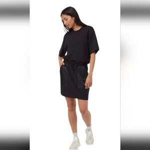 Tentree Soft Terry Light Contrast Dress Black with Pockets Sz XL
